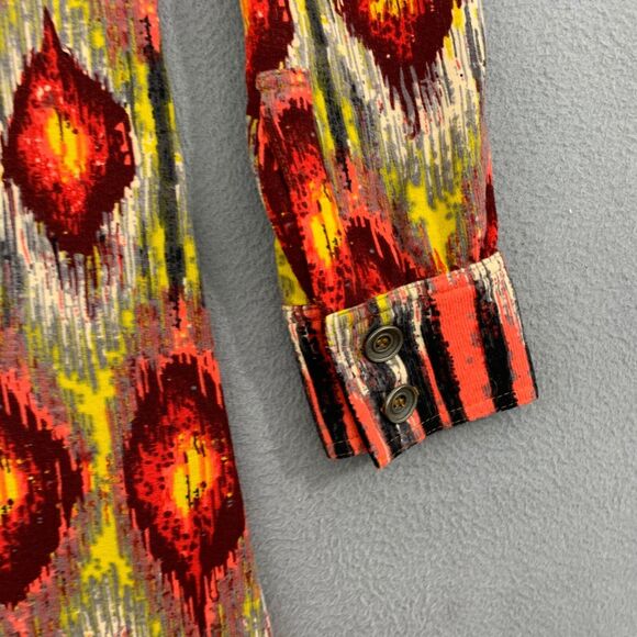 Uncle Frank Shirt Dress Womens Sz S Aztec Long Sleeve Patterned 1/4 Button Front - Picture 11 of 16